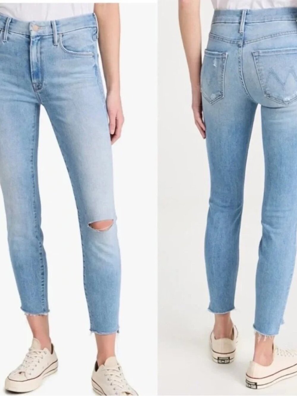 Mother  The Looker Mid-Rise Stretch Step-Hem Ankle Fray Jeans Size 26